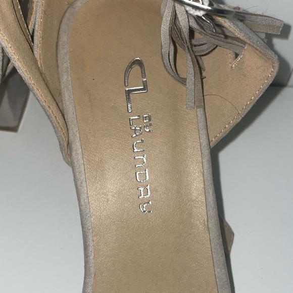 Gray tassel heels gray suede heels block heels ankle strap heels - Picture 4 of 10